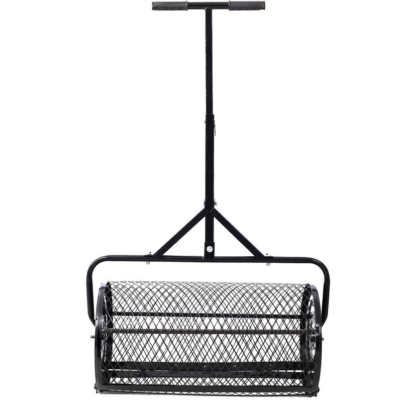 24" Heavy Duty Peat Moss Spreader, Metal Mesh T-Handle for Lawn