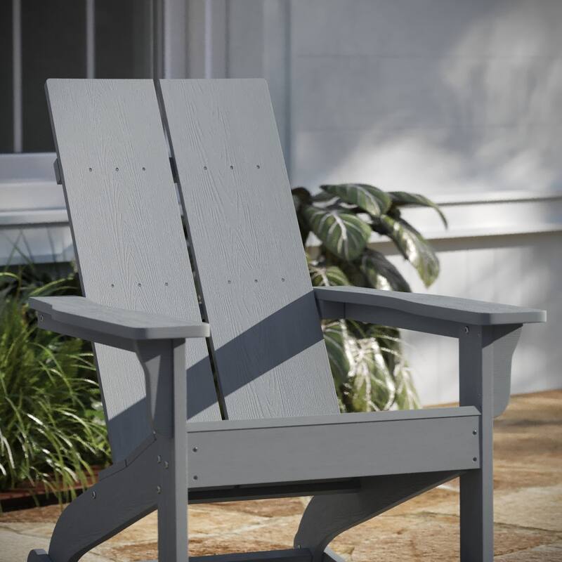 Indoor/Outdoor modern 2-Slat Adirondack Poly Resin Rockers - Set of 2