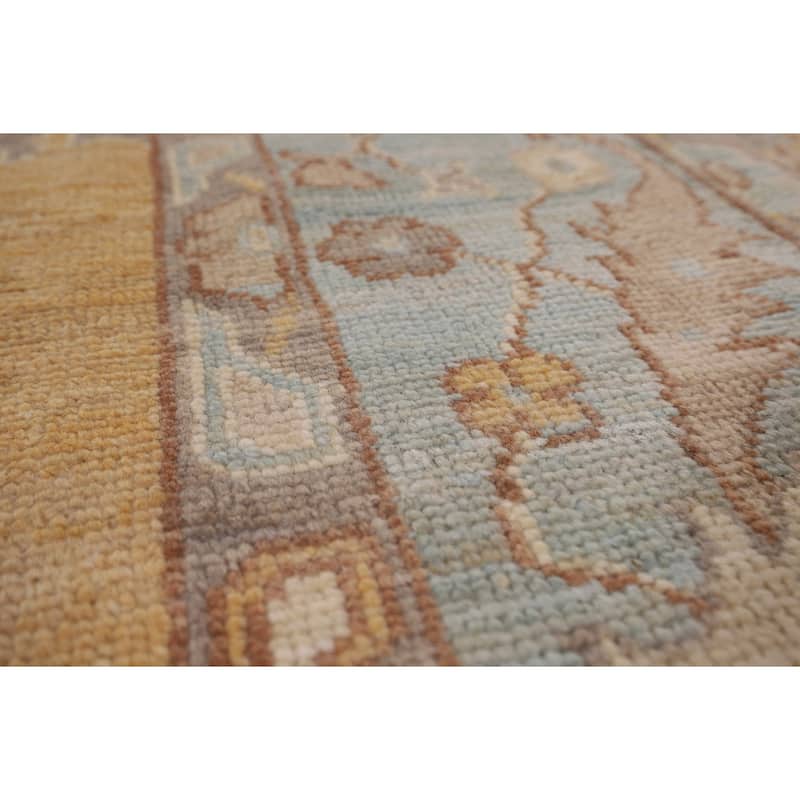 Vegetable Dye Oushak Turkish Area Rug Handmade Floral Wool Carpet - 8'1" x 10'0"