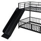 preview thumbnail 52 of 70, Metal Bunk Bed with Slide and Door, Twin Over Twin/Full Over Full Low Bunk Bedframe with Fence Guardrails and Ladder for 2 Kids