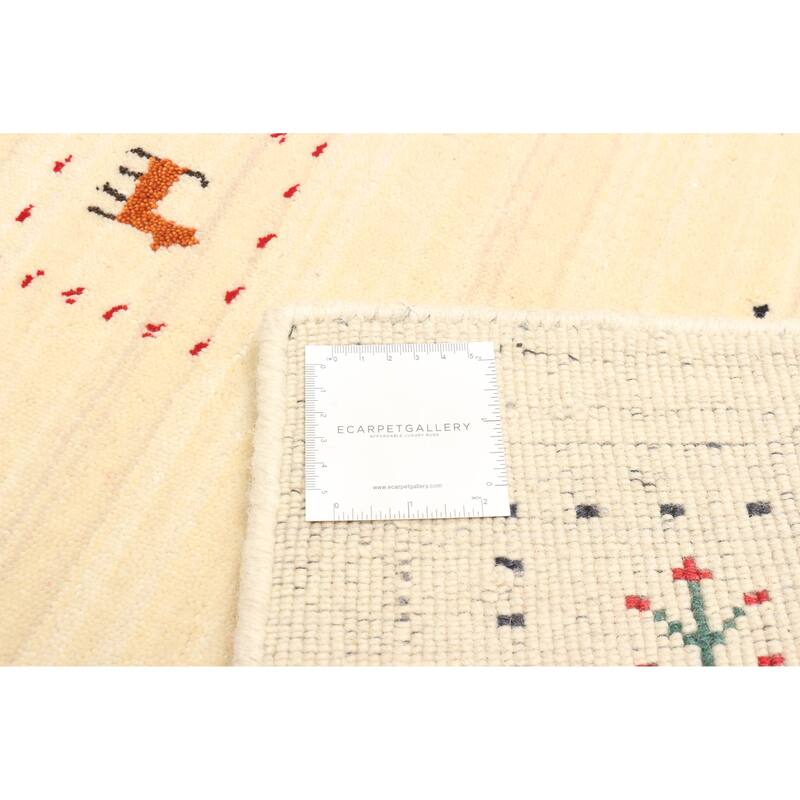 ECARPETGALLERY Hand Loomed Kashkuli Gabbeh Cream Wool Rug - 3'1 x 4'9