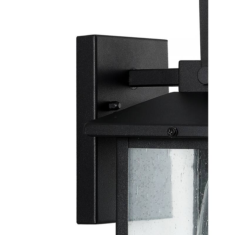 Cadiz 6.75" 1-Light Iron/Seeded Glass Rustic Traditional Lantern LED Outdoor Lantern, Black (Set of 2) by JONATHAN Y