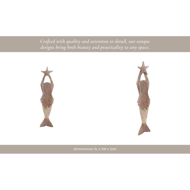 Shell Capiz Wall Hanging Mermaid Silhouette and Star Accent - 24" Gold