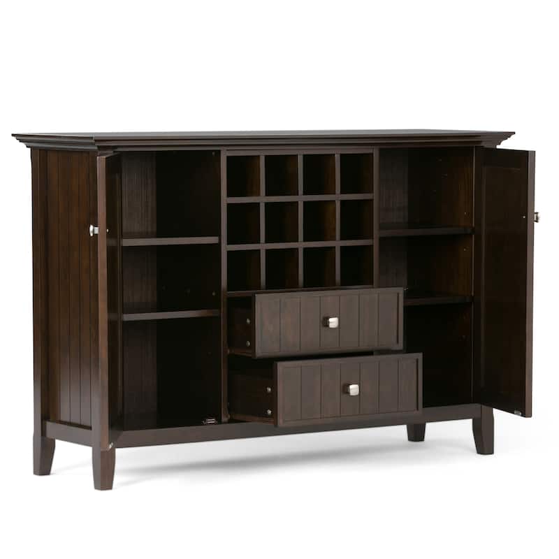WYNDENHALL Freemont SOLID WOOD 54 inch Wide Transitional Sideboard Buffet and Wine Rack - 54 W x 17 D x 36 H