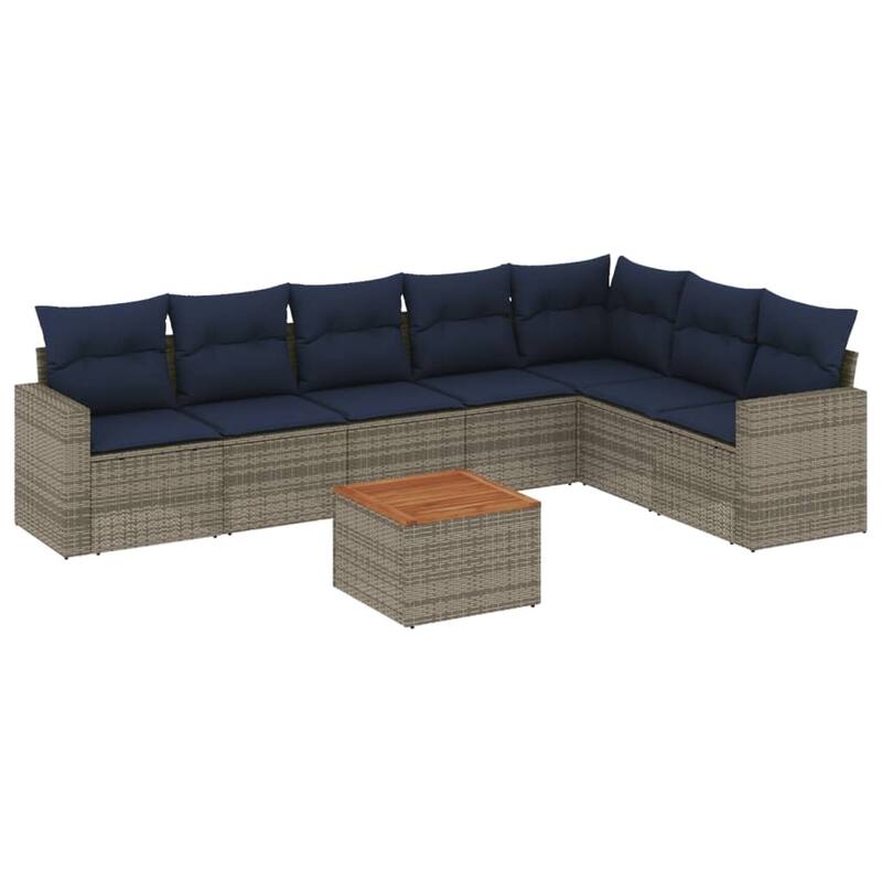 vidaXL Patio Sofa Set with Cushions Outdoor Furniture 8 Piece Poly Rattan - 25.8x 24.4x 27.2
