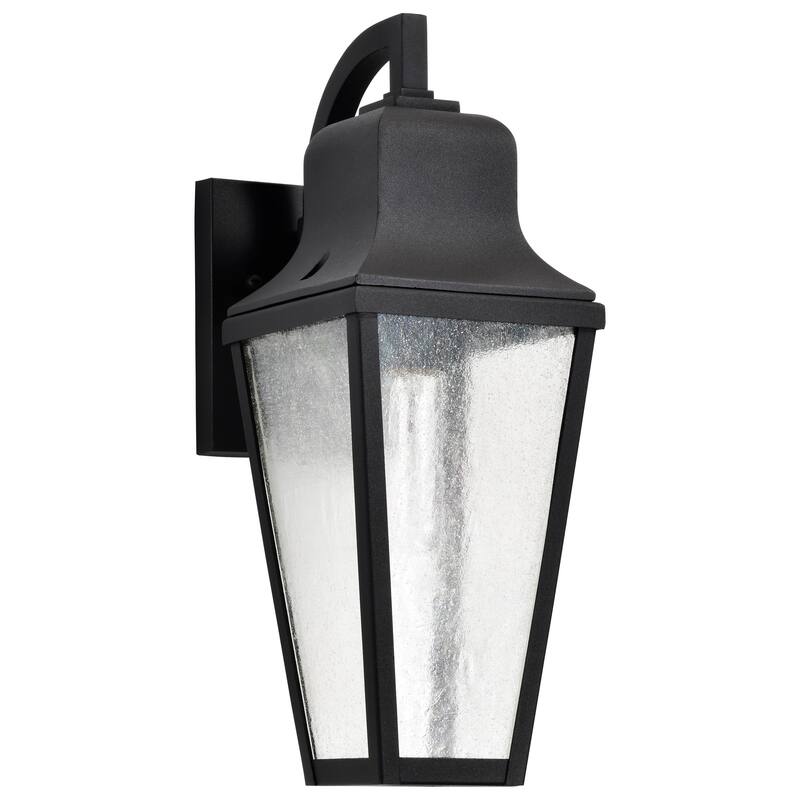 Lawrence 1 Light Medium Wall Lantern Matte Black with Clear Seeded Glass