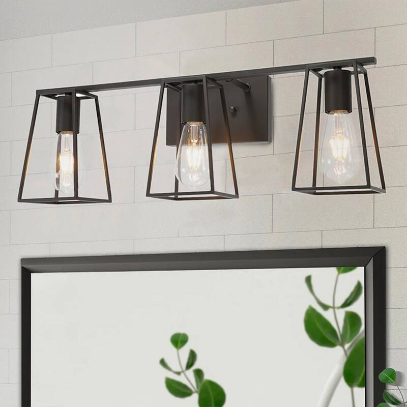 Modern 3-Light Over Mirror Vanity Lighting With Metal Frame Design - 3-Light: 25.98" - 3-Light: 25.98" - Black