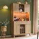 preview thumbnail 7 of 19, 72" Wine Bar Cabinet, Modern Wood Coffee Bar Cabinet with LED Lights - N/A