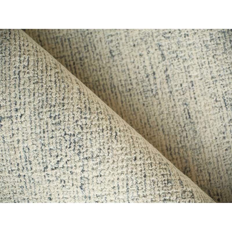 Elements Handmade Hand Tufted New Zealand Wool Blue/Ivory Area Rug.