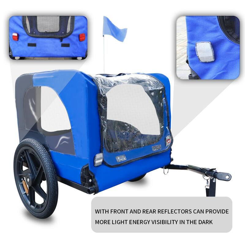 Foldable Dog Bike Trailer with Steel Frame, 16-Inch Wheels, and 88lb Capacity