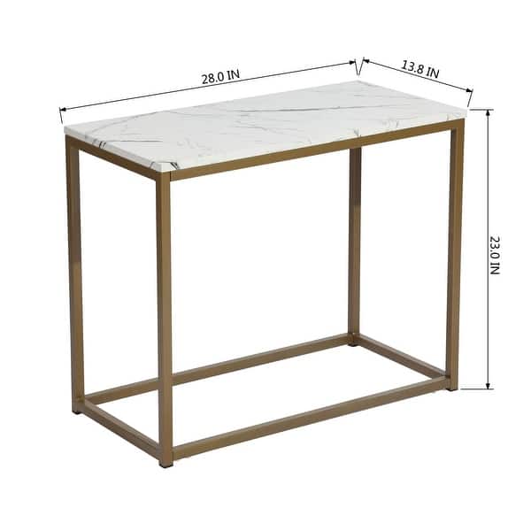 Rectangular Marble Side Table Open Rectangular Marble Side Table 28 Inch Modern Accent Table with ...