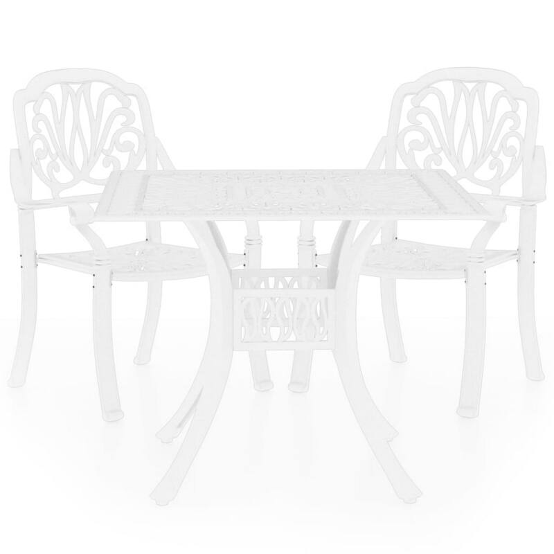 Outdoor 3pc Bistro Table and Chairs Set, Trellis Pattern, White Metal