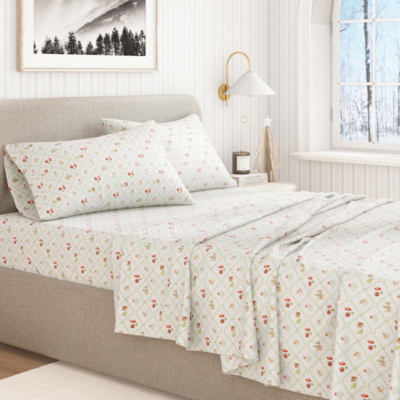 Linery & Co. Ultra-Soft Turkish Cotton Flannel Holiday Print Sheet Set