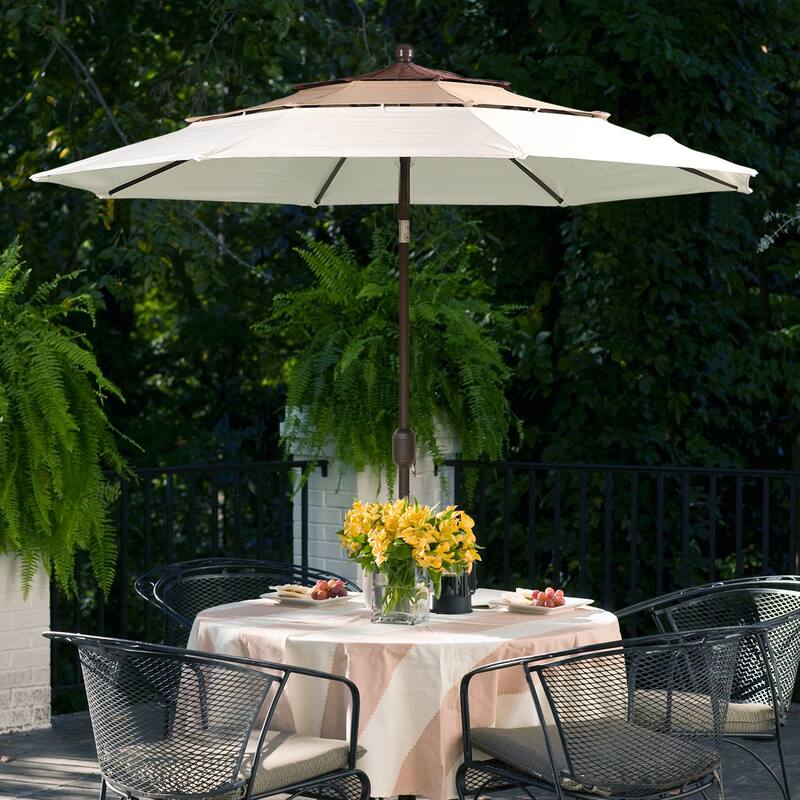 Aoodor Patio Umbrella 10 ft. for Dining Table Outdoor Market Yard Use 3 Tier Ventilation (Umbrella only)