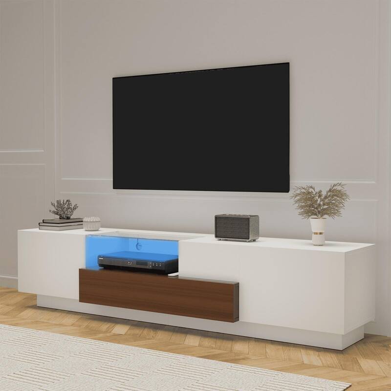 Gymojoy 70" Modern LED TV Stand for 55-75 Inch TV, Entertainment Center with Shelves, TV Console with Remote Control RGB Lights.