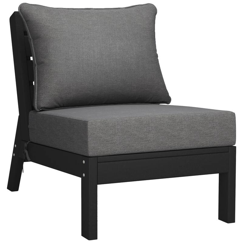 Birchwood All Weather HDPE Outdoor Patio Deep Seating Black Sofa With Cushions (3-Piece)