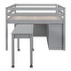 preview thumbnail 67 of 144, Twin/Full Size Low Loft Bed with Retractable Writing Desk and 4 Drawers, Wooden Loft Bedframe w/ Lateral Portable Desk & Shelves