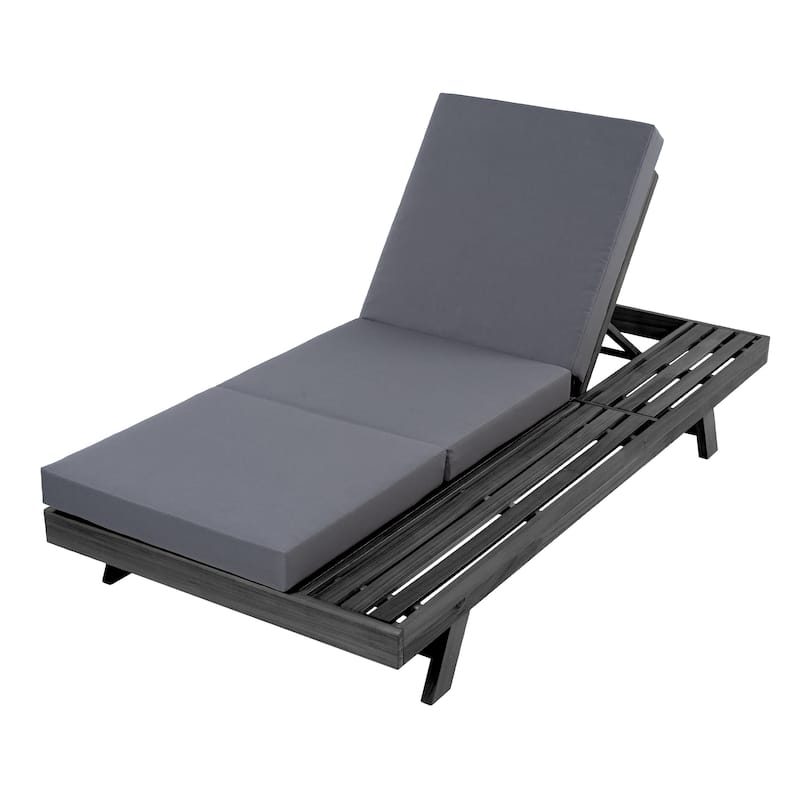 Christopher Knight Home - Calder Modern Outdoor Acacia Wood 4-Position Adjustable Chaise Lounge with Triple-Fold Cushion - 79"L