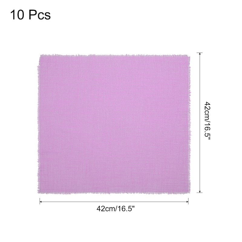 10pcs Cloth Napkins 16.5x16.5 Inches Cotton Linen Napkins with Fringe - Purple