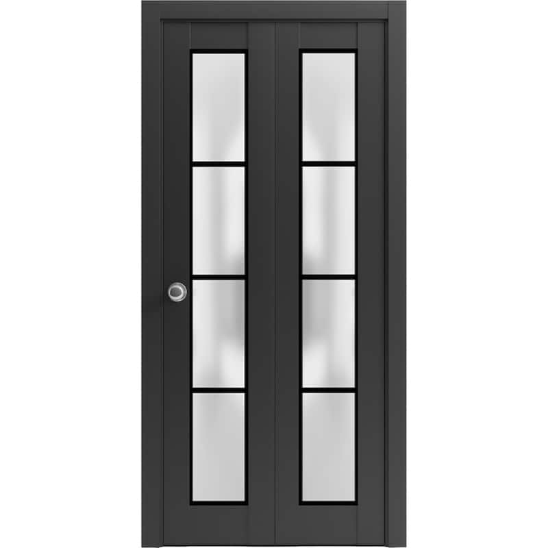 Bi-fold Doors 36 x 80 Planum 2132 Matte Black Sturdy Tracks - Black - 48" x 80" ( 2* 24x80)