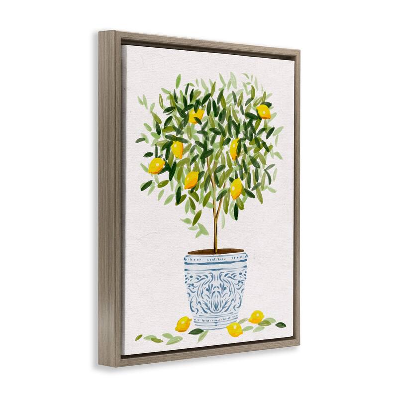 Stupell Lemon Tree Detailed Planter Framed Floater Canvas Wall Art Design by Ziwei Li