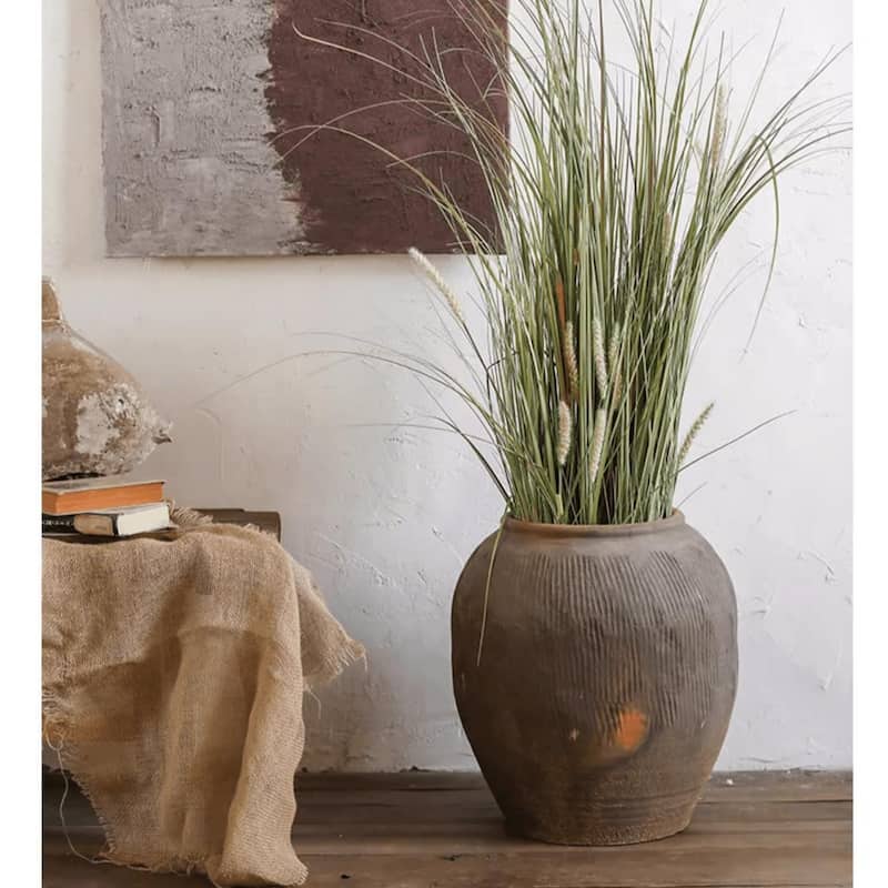 RusticReach Round Earthenware Brown Pot