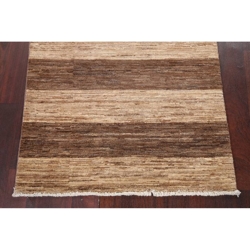 Striped Gabbeh Kashkoli Wool Area Rug Hand-knotted Contemporary Carpet - 2'9" x 4'2"
