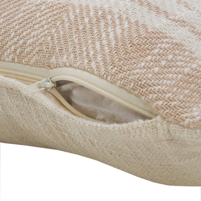 Handwoven Coastal Edge Diamond Square Throw Pillow - 20" - Tan and White