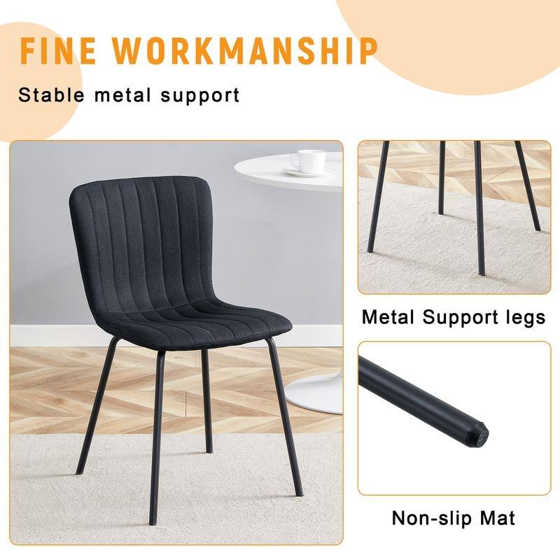 Set of 4 Minimalist Dining Chairs – Premium Black Metal Leg Design for Modern Interiors, Versatile Style Adaptability