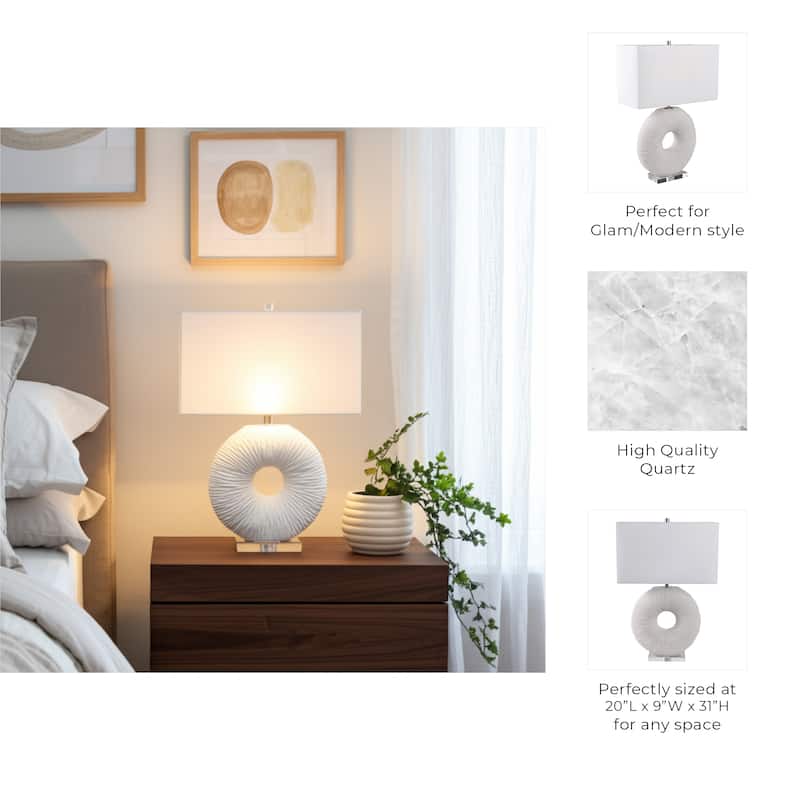 Stone Table Lamp Modern Rectangular Oval Shade Accent - 31" White - 20" x 9" x 31"