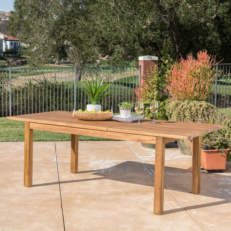 Wilson Outdoor Rectangle Expandable Acacia Wood Dining Table by Christopher Knight Home - 36.50"D x 87.50" W x 30.00" H - Teak