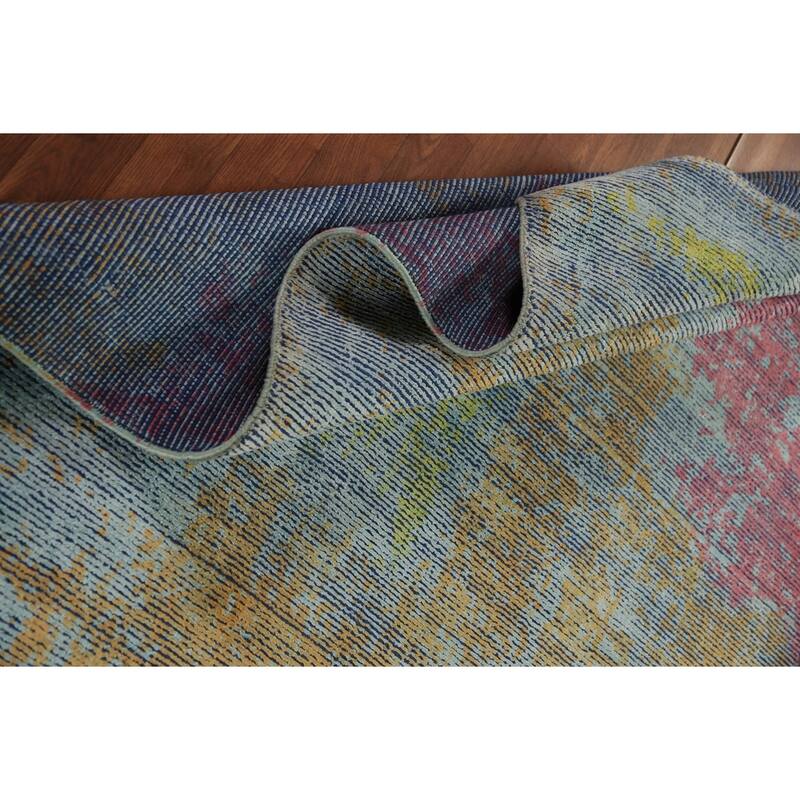 Contemporary Abstract Indian Rug Hand-Knotted Wool Carpet - 4'9"x 6'10"