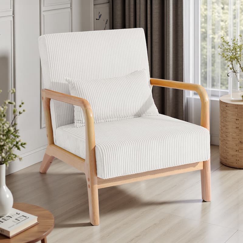 Uixe Modern Solid Wood Upholstered Corduroy Accent Chair - Single