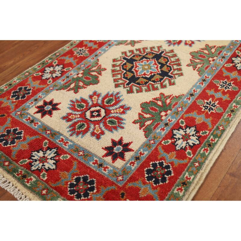 Traditional Kazak Oriental Foyer Rug Handmade Bedroom Wool Carpet - 2'0"x 3'0"
