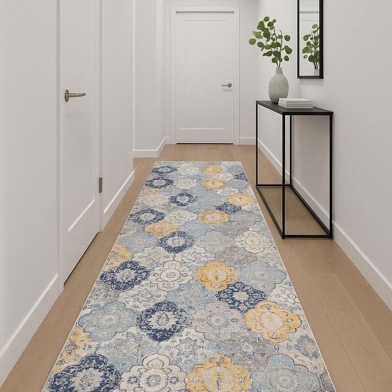 HomeRoots Abstract Modern Runner Area Rug - 216.00 in. x 27.00 in.  x 0.40 in.