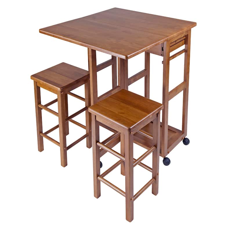 3 Teak Elegant Suzanne Space Saver Set 2 Square Seat Stools, 32.75"