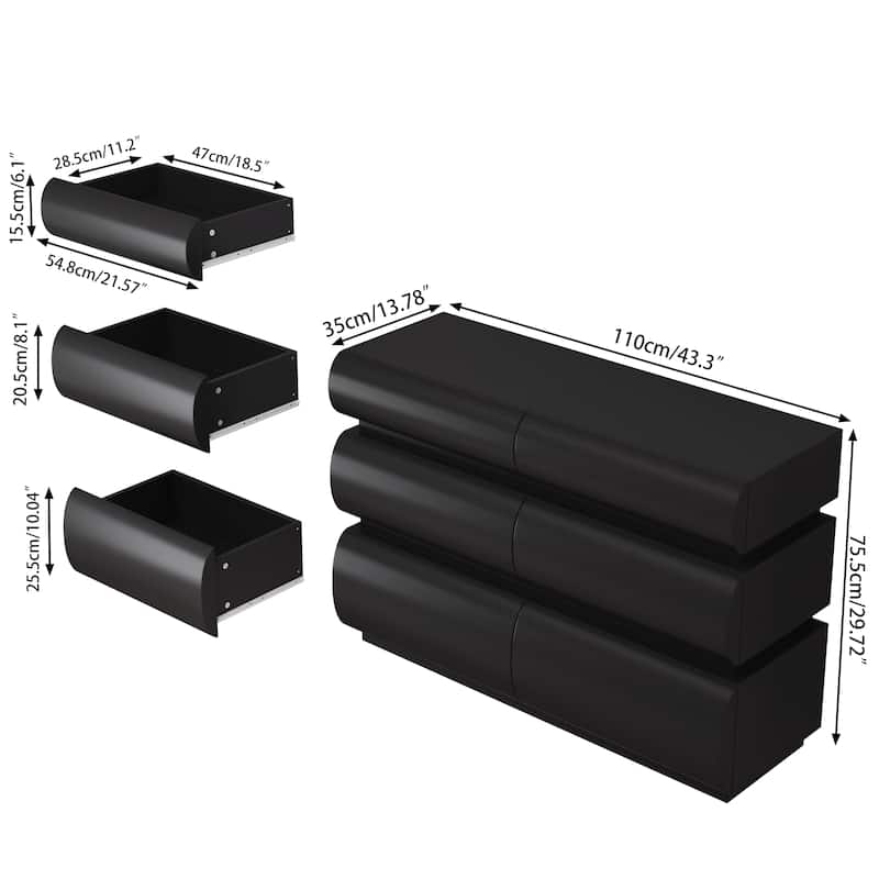 Modern Bedroom Dresser with Wide Storage Drawers, No Handle