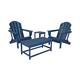 Laguna 4-Piece Folding Adirondack Chairs, Coffee Table, and Side Table Set - Navy Blue