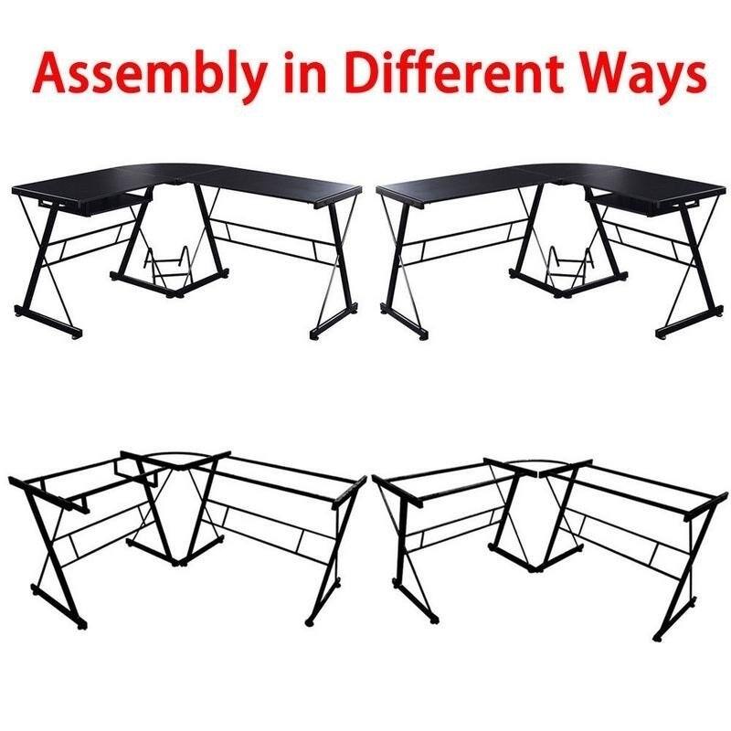 50" Champlain Glass Desk L-shaped Laptop Computer Desk