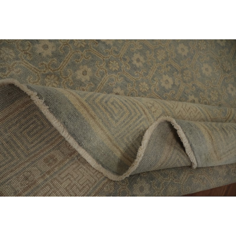 Hand Knotted Oriental 100% Wool Carpet Transitional All-Over Greys & Charcoal Khotan Area Rug - 10' 1'' X 8' 2''