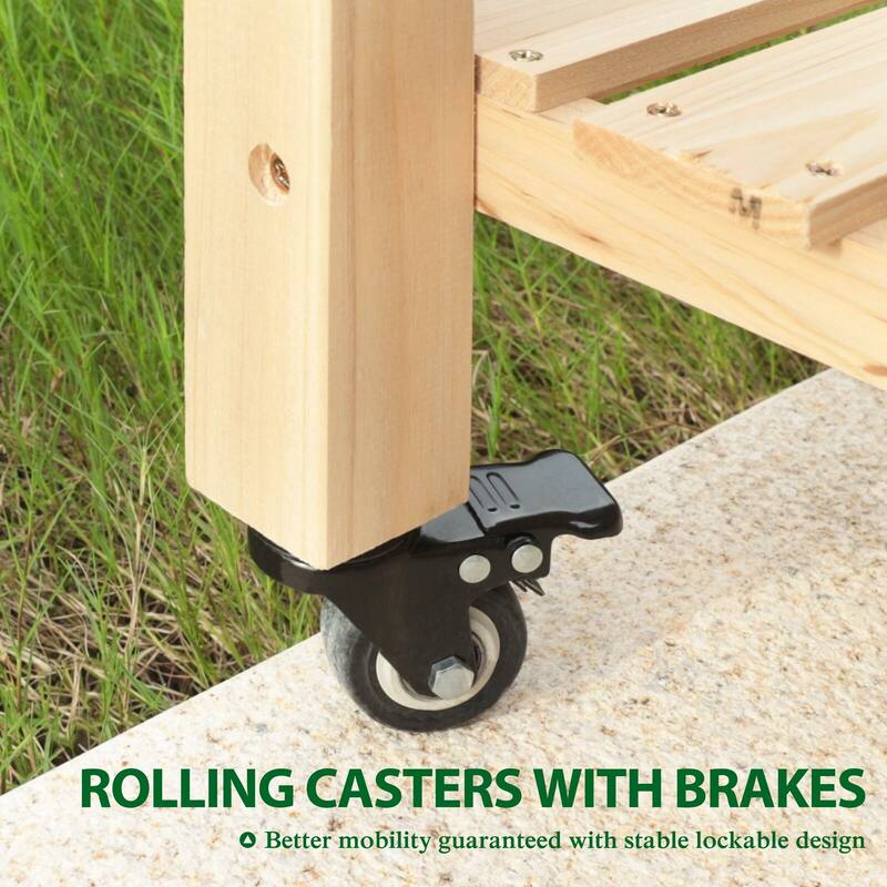 VEIKOUS Wood Raised Garden Bed Planter Box with Four Wheels and Legs, 46.8''W x 22.4''D x 33''H - 46.8''W x 22.4''D x 33''H