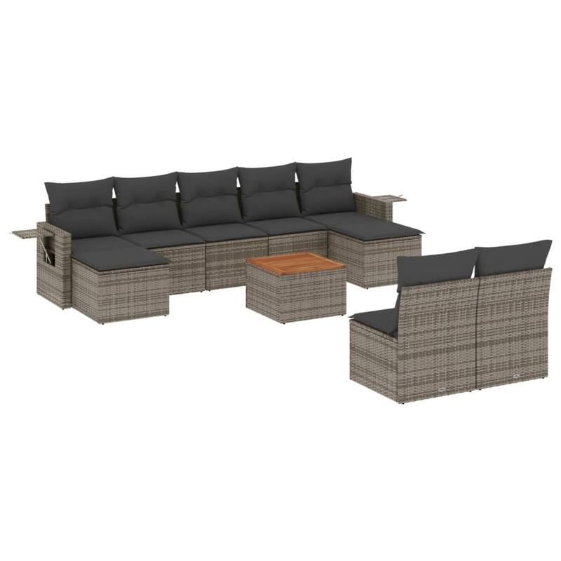 vidaXL Garden Sofa Set 10 Piece with Cushions Outdoor Sofa Set Poly Rattan - 24.4 x 24.4 x 27.2 in (W x L x H)