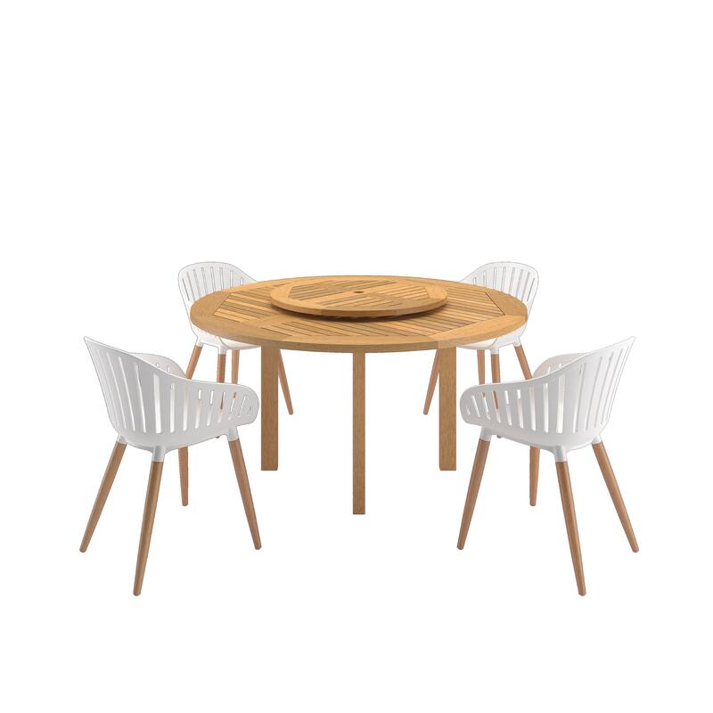 Amazonia Rubi Lazy Susan Outdoor Wood Patio Dining Set