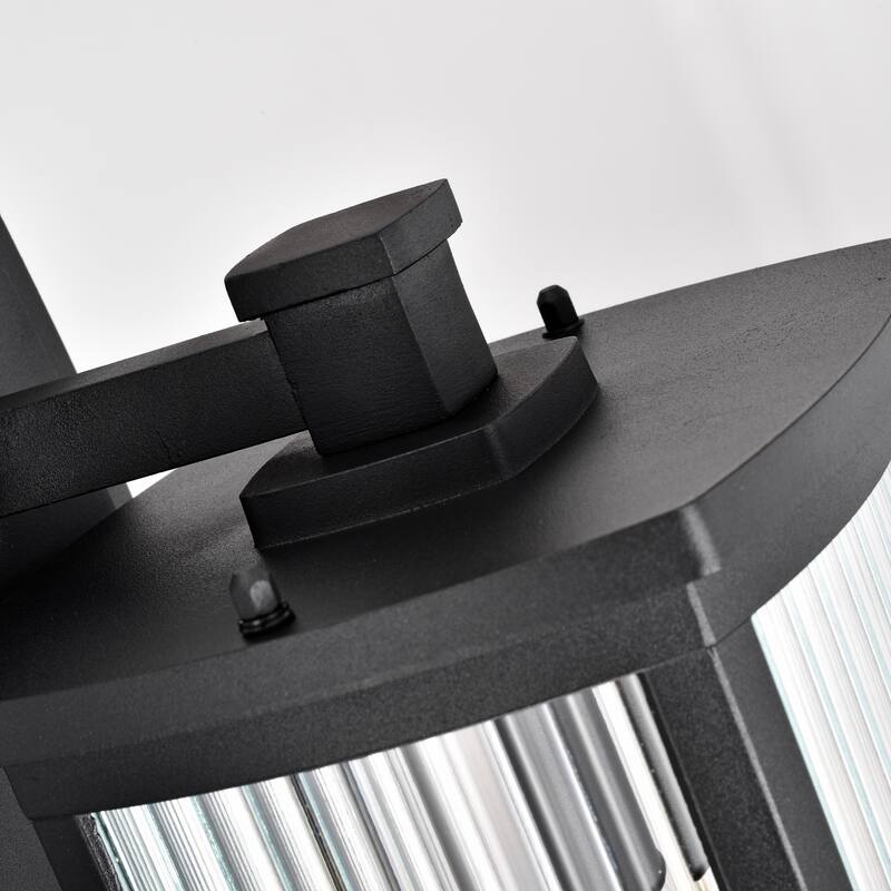 1-light Textured Black Outdoor Wall Lantern