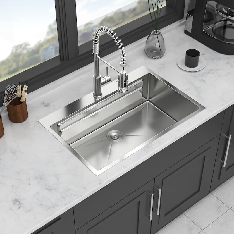 Undermount 16 Gauge Single Bowl Stainless Steel Kitchen Sink in Brushed Nickel