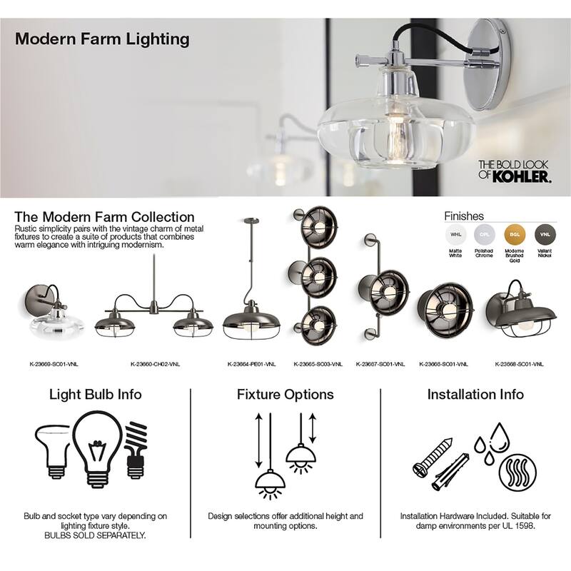 Kohler Lighting Modern Farm 12" Wide 1 Light Pendant
