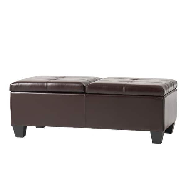 slide 2 of 12, Alfred Brown Bonded Leather Storage Ottoman by Christopher Knight Home Brown - Oversized