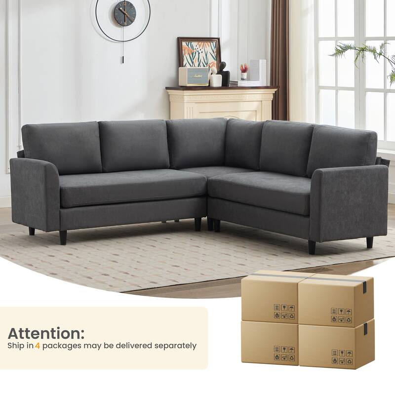 Snow Velvet Sectional Sofa