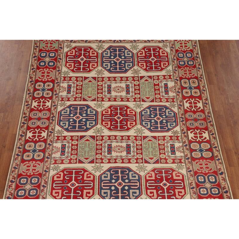 Traditional Oriental Kazak Area Rug Handmade Wool Carpet - 6'5" x 9'2"