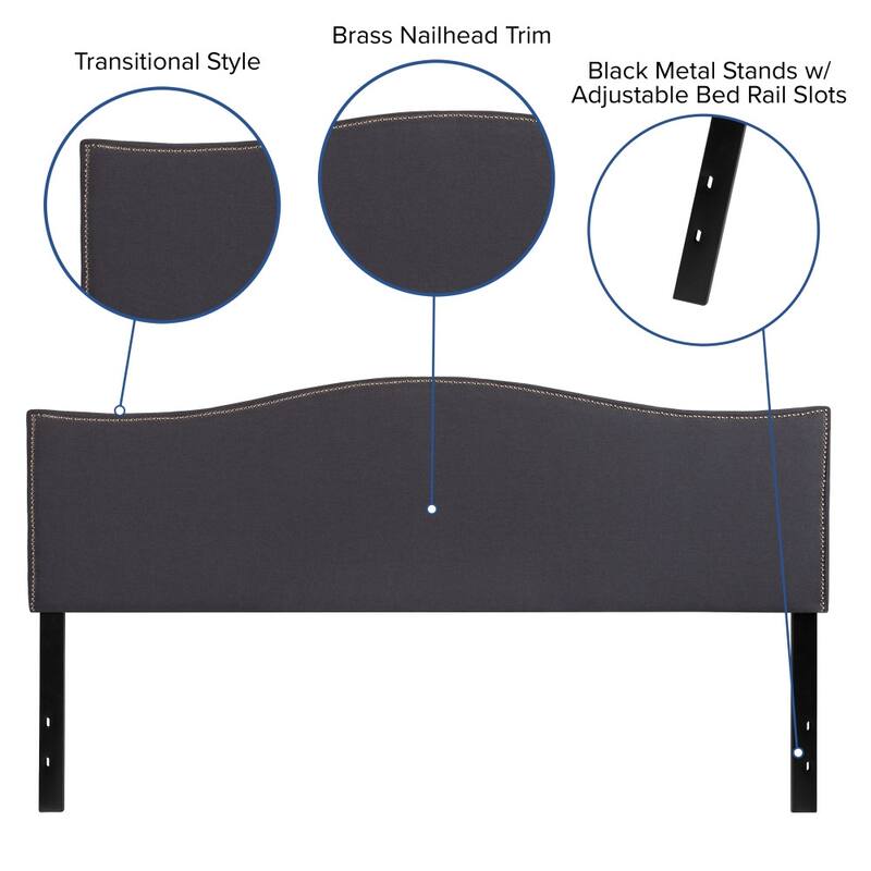 Arched Upholstered Headboard with Nailhead Trim